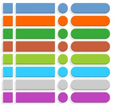 Flat blank web button internet icon set Illustrazione stock