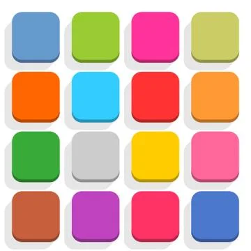 Flat blank web button rounded square icon set Stock-Illustration