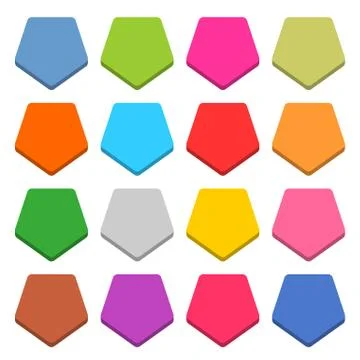 Flat blank web icon color pentagon button Stock-Illustration