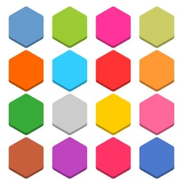 Flat blank web icon color hexagon button Illustrazione stock