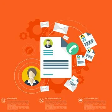 Flat blank, worksheet icon. Contact, social network concept. Web site tree,map Stock Illustration