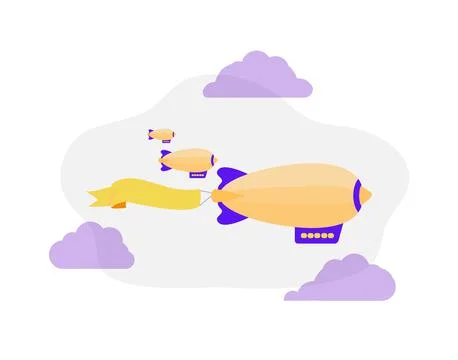 Flat blimp transport illustration Stock Illustration