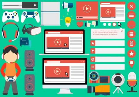 Flat Blogger collection of elements Stock Illustration