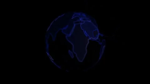 Flat blue 3d global digital earth moving connection. Modern abstract Planet 4K. Stock Footage 255503173