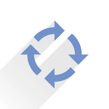 Flat blue arrow icon refresh sign on white Иллюстрация