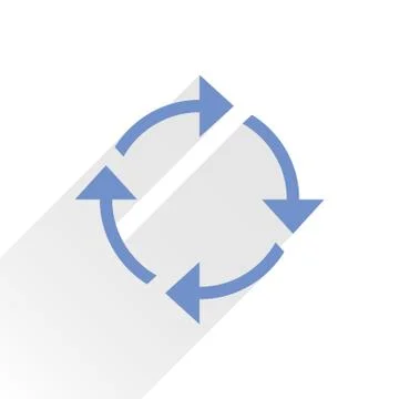 Flat blue arrow icon reload sign on white Stock-Illustration