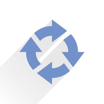 Flat blue arrow icon reload sign on white 스톡 일러스트