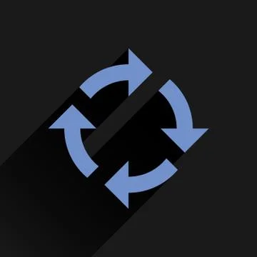 Flat blue arrow icon rotation, reset, repeat sign Stockillustratie