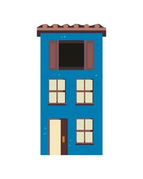 Flat blue building Ilustración de archivo