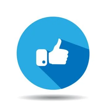 Flat Blue Button Hand Like Icon Stock Illustration