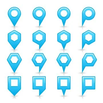Flat blue color map pin sign location icon Illustrazione stock