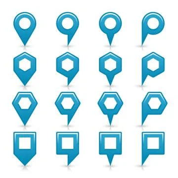 Flat blue color map pin sign location icon Illustrazione stock