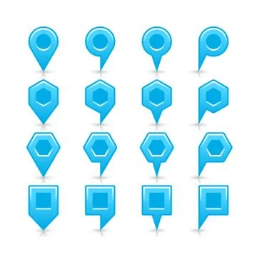 Flat blue color map pin sign location icon 스톡 일러스트