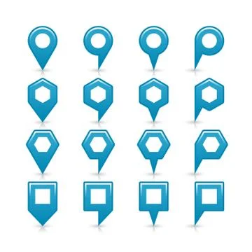 Flat blue color map pin sign location icon Stock Illustration