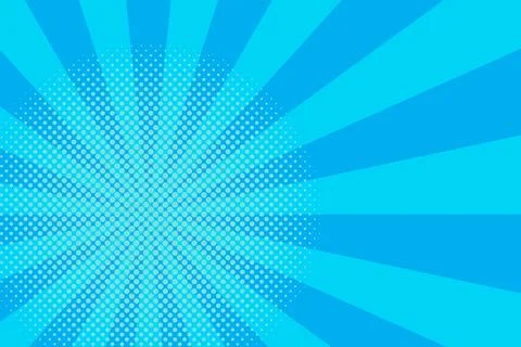 Flat blue comic style background with halftone Stock Illustration