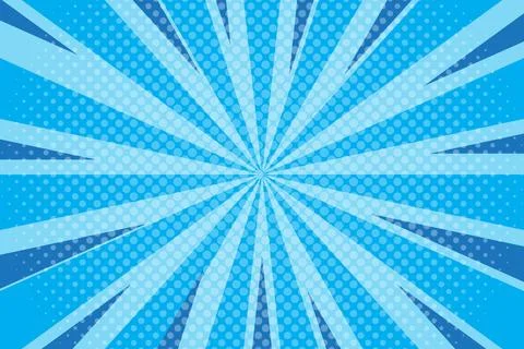 Flat blue comic style background with halftone Stock Illustration