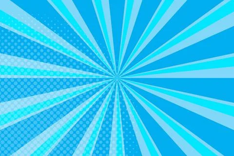 Flat blue comic style background with halftone Stock Illustration