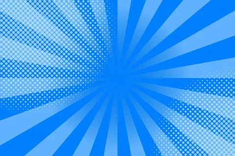 Flat blue comic style background with halftone Stock Illustration