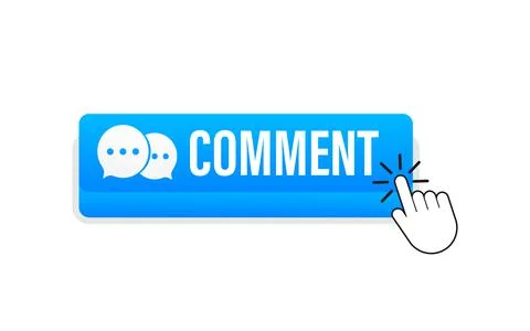 Flat blue comment button. Flat vector. Computer mouse click. Navigation pointer. Stock Illustration
