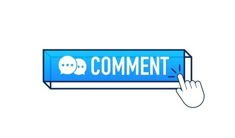 Flat blue comment button. Flat vector. Computer mouse click. Navigation pointer. Stock Illustration