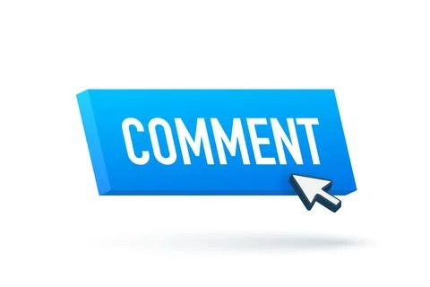 Flat blue comment button. Flat vector. Computer mouse click. Navigation pointer. Stock Illustration