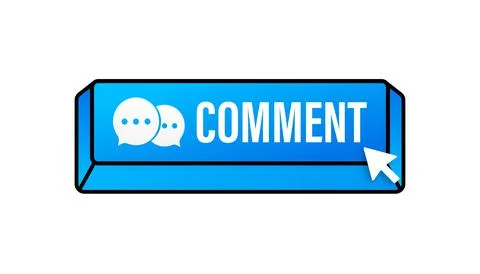 Flat blue comment button. Flat vector. Computer mouse click. Navigation pointer. Illustrazione stock