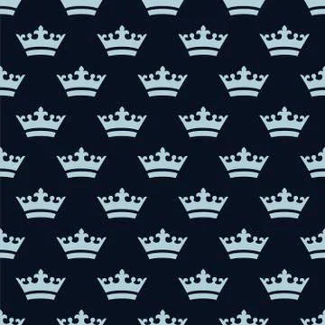 Flat blue crowns. Seamless pattern. Stock Illustration