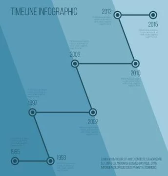 Flat blue diagonal timeline infographic Stock Illustration