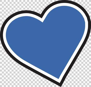 Flat blue heart icon is floating on transparent background with white inner and 스톡 일러스트