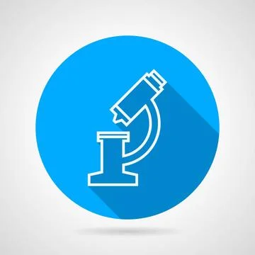 Flat blue icon for microscope Flat line round icon with white contour simp... Foto stock