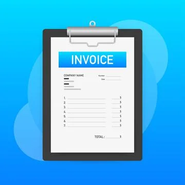 Flat blue invoice illustration. Vector flat illustration. Payment check Illustrazione stock