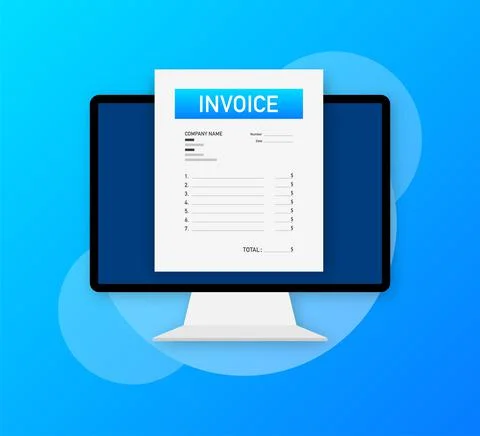 Flat blue invoice illustration. Vector flat illustration. Payment check Illustrazione stock
