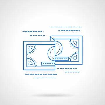 Flat blue line currency vector icon Stock Illustration