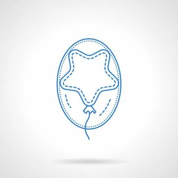 Flat blue line star shaped balloon vector icon Stock Illustration