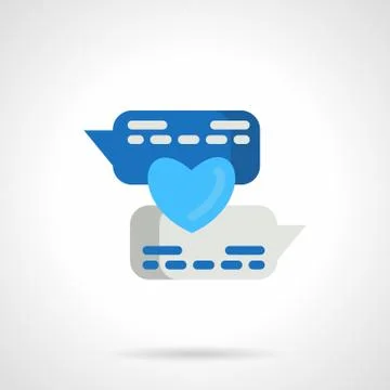 Flat blue love message vector icon Stock Illustration