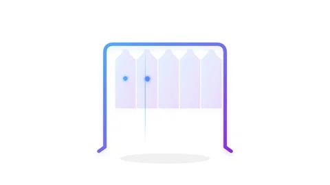 Flat blue purple gradient clothing rack icon with scanning beam and glowing.. Видео 346202048
