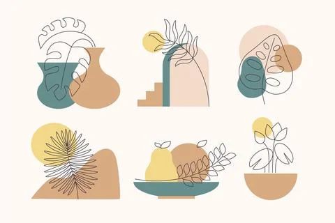 Flat boho element pack Stock Illustration
