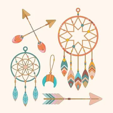 Flat boho element pack 스톡 일러스트