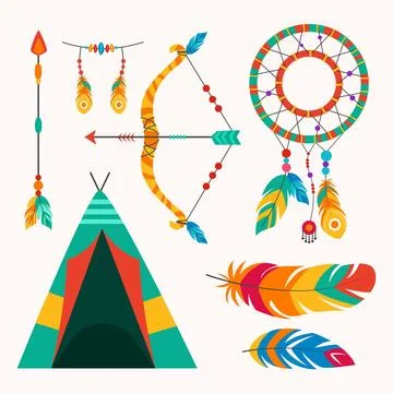 Flat boho elements collection Illustrazione stock