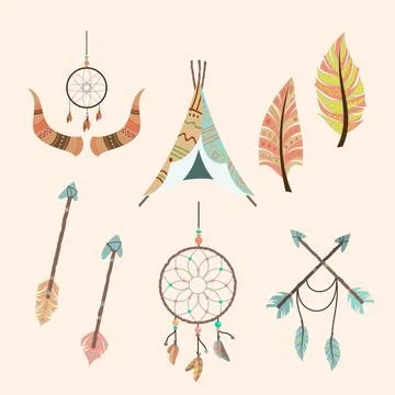 Flat boho elements collection Illustrazione stock