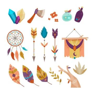 Flat boho elements collection イラスト素材