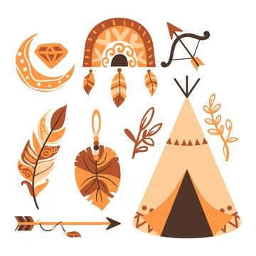 Flat boho elements collection Illustrazione stock