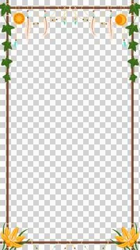 Flat boho frame showing ropes with crystals, feathers, sun moon motifs on Stock Illustration