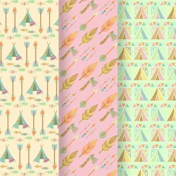 Flat boho pattern collection Illustrazione stock