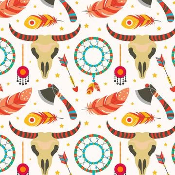 Flat boho pattern design Stock Illustration