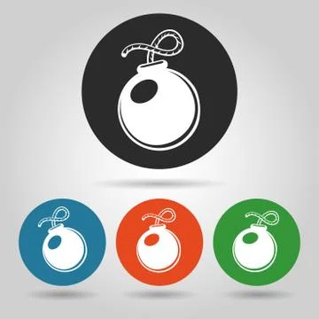 Flat bomb icons set Stock Illustration