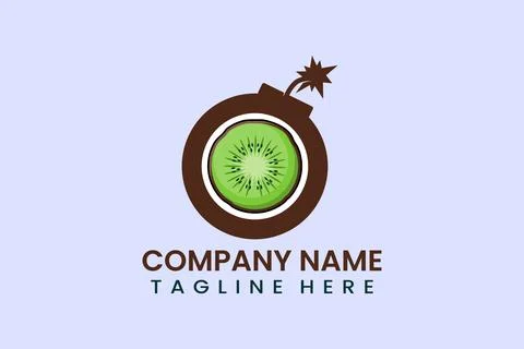 Flat bomb kiwi fruit logo template illustration Stock Illustration