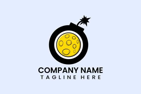 Flat bomb moon logo template vector illustration Ilustração Stock
