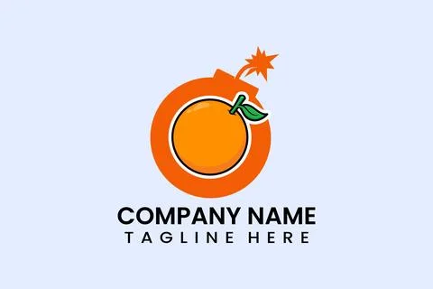 Flat bomb orange fruit logo template illustration Stock Illustration