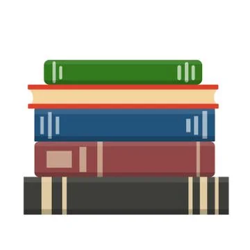 Flat book icon. Library books, open dictionary page and encyclopedia on stand Stock Illustration